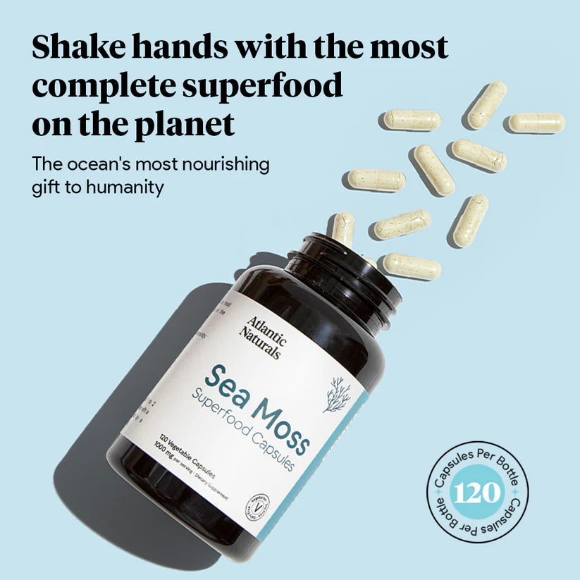 Sea Moss Capsules 1000mg (2-Month Supply) | Sea Moss Only, Spirulina, Beet Root & Shilajit