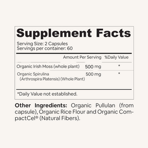 Irish Sea Moss + Spirulina Capsules | Organic |120 count | 1000mg