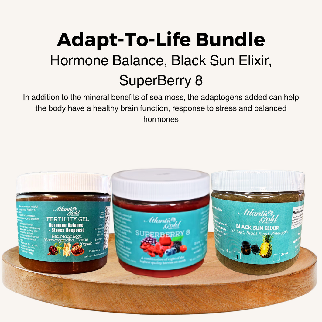 Adapt-To-Life Bundle - Adaptogenic Herbal Formulas - Hormone Bal., Superberry, Black Sun