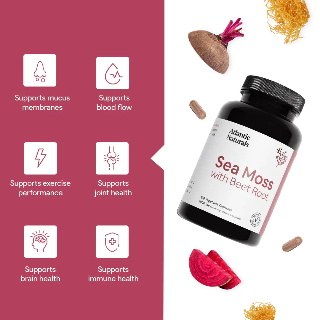 Sea Moss + Beet Root Capsules | Organic | 60 Ct | 1000mg