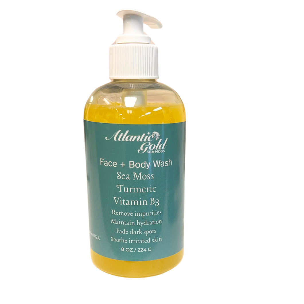 Face + Body Wash - Sea Moss, Turmeric, Vitamin B3 - 8 oz