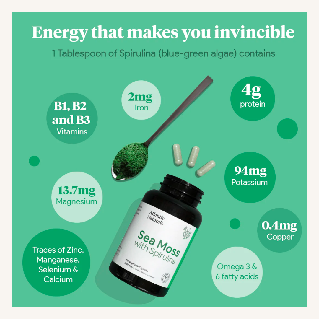 Sea Moss + Spirulina Capsules | Organic 60 count | 1000mg