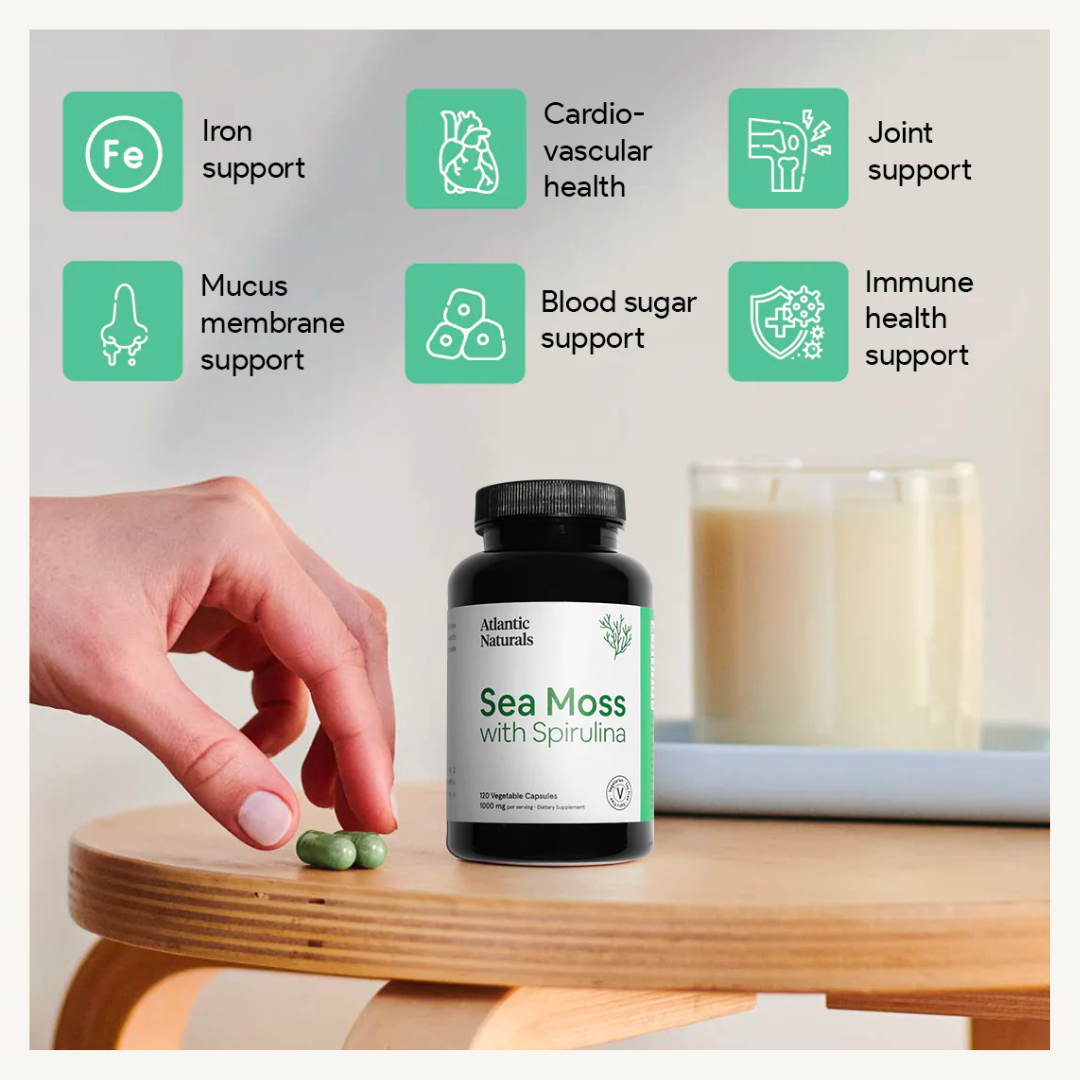 Sea Moss + Spirulina Capsules | Organic 60 count | 1000mg