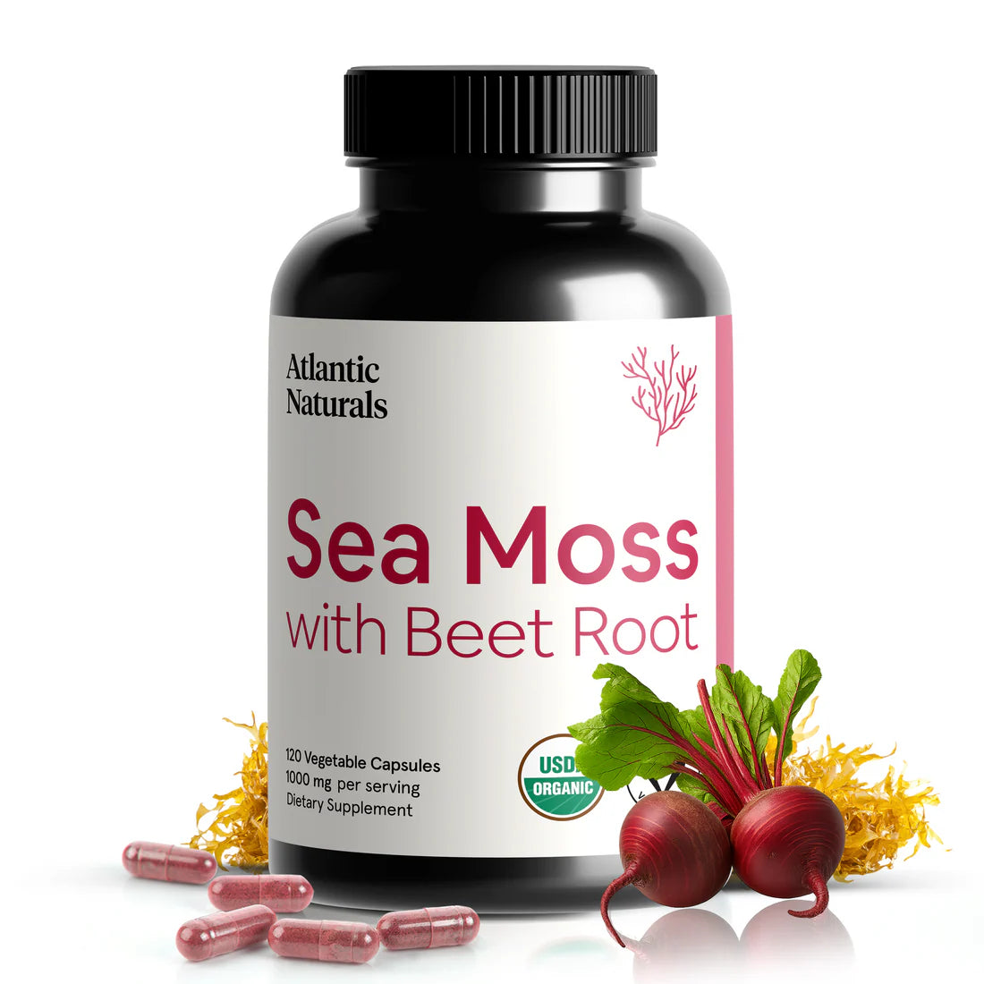 Sea Moss Capsules 1000mg (2-Month Supply) | Sea Moss Only, Spirulina, Beet Root & Shilajit
