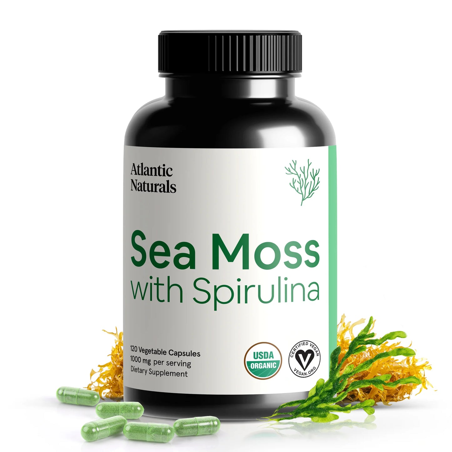 Sea Moss Capsules 1000mg (2-Month Supply) | Sea Moss Only, Spirulina, Beet Root & Shilajit