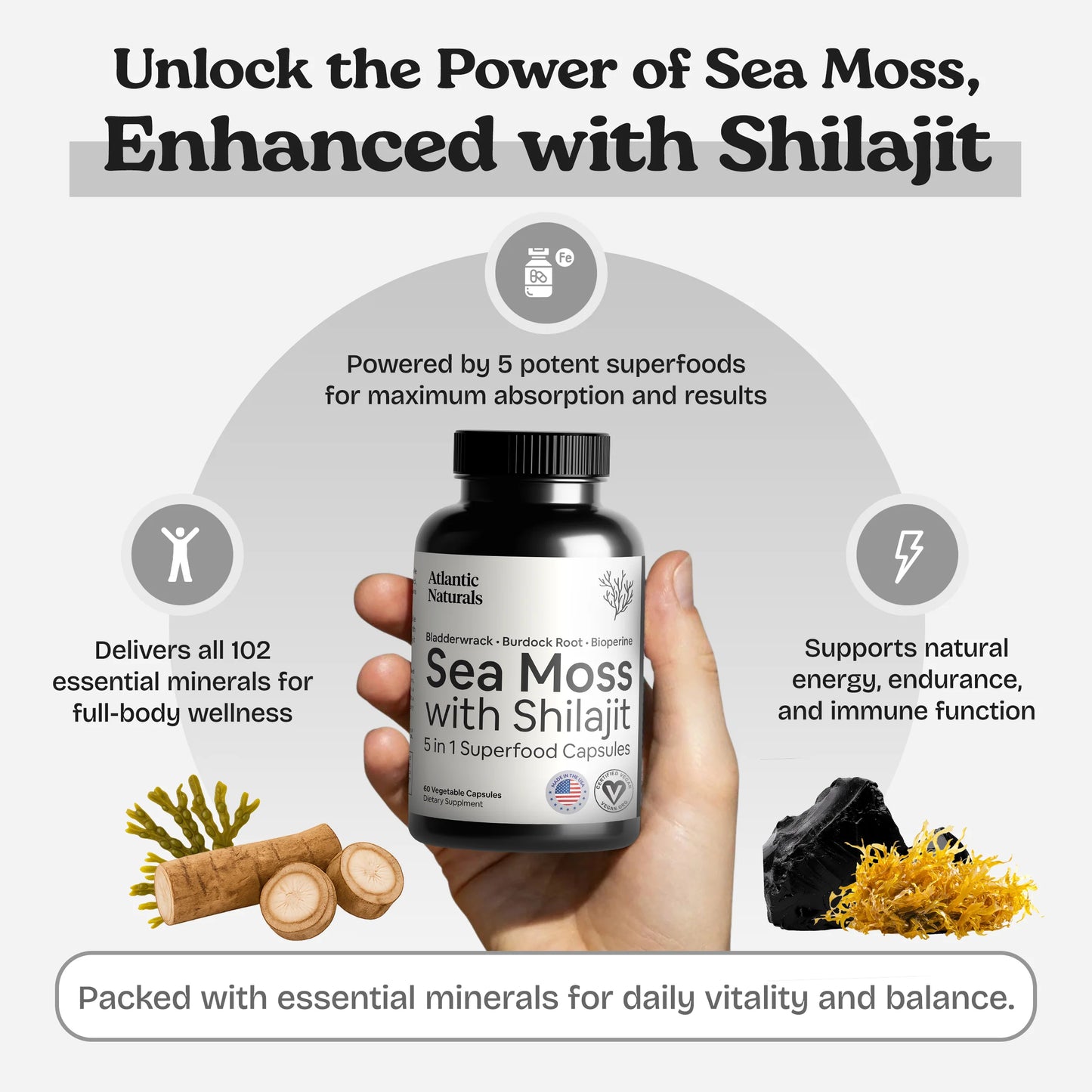 Sea Moss with Shilajit Capsules -5 In 1
