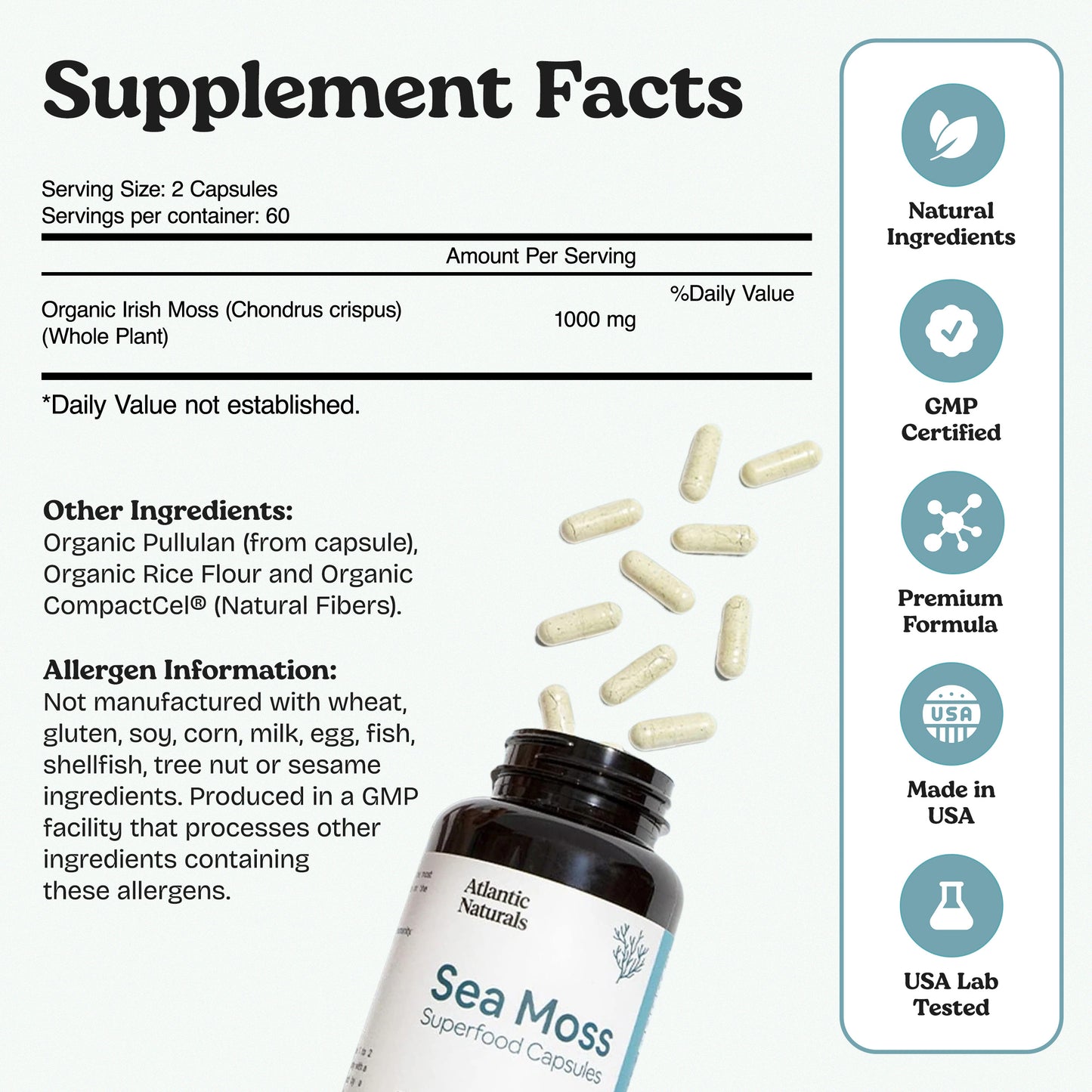 Sea Moss Capsules - Organic, 2 Month Supply