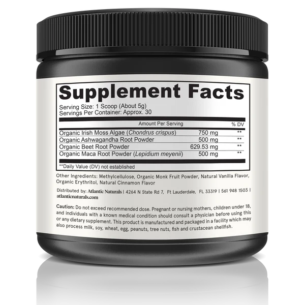 Organic Sea Moss Superfood Powder with Ashwagandha, Beet Root & Maca