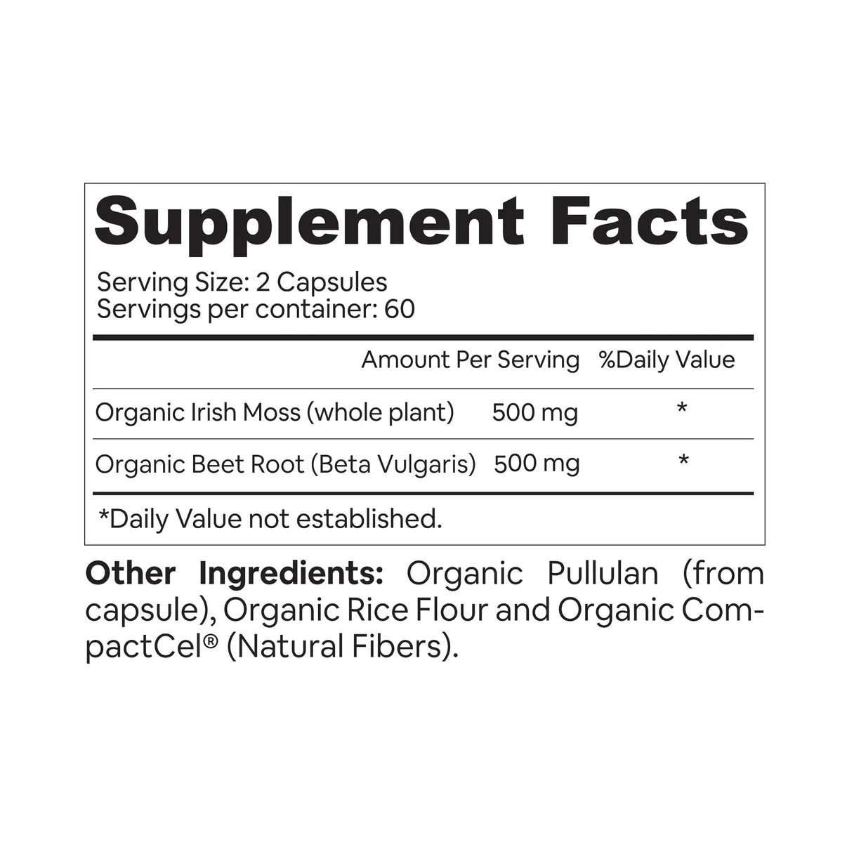 Sea Moss + Beet Root Capsules | Organic | 60 Ct | 1000mg